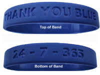 Blue Wristband says THANK YOU BLUE